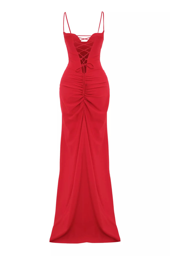 FRV Red crepe sleeveless long dress - Pinto