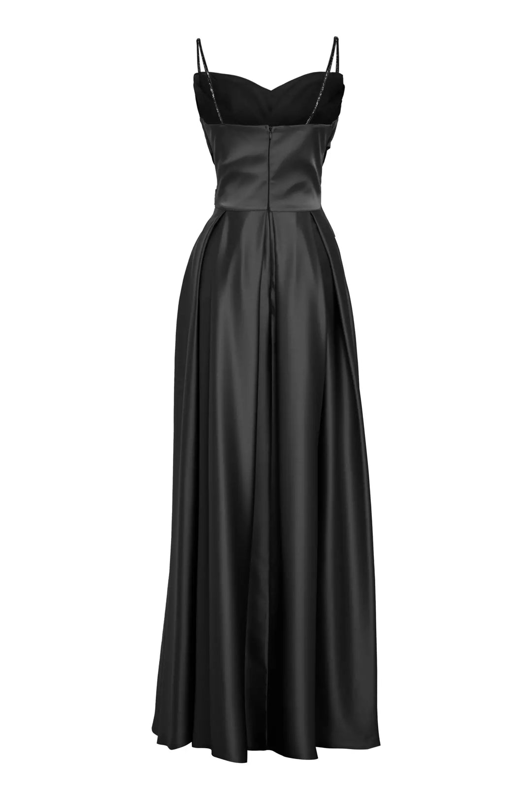 FRV Black satin sleeveless long dress - Saint-Chamond
