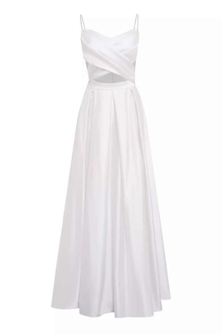 FRV White satin sleeveless long dress - Fayetteville