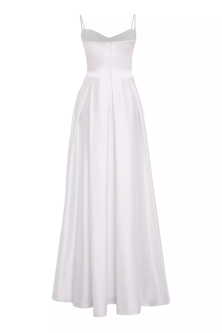FRV White satin sleeveless long dress - Fayetteville