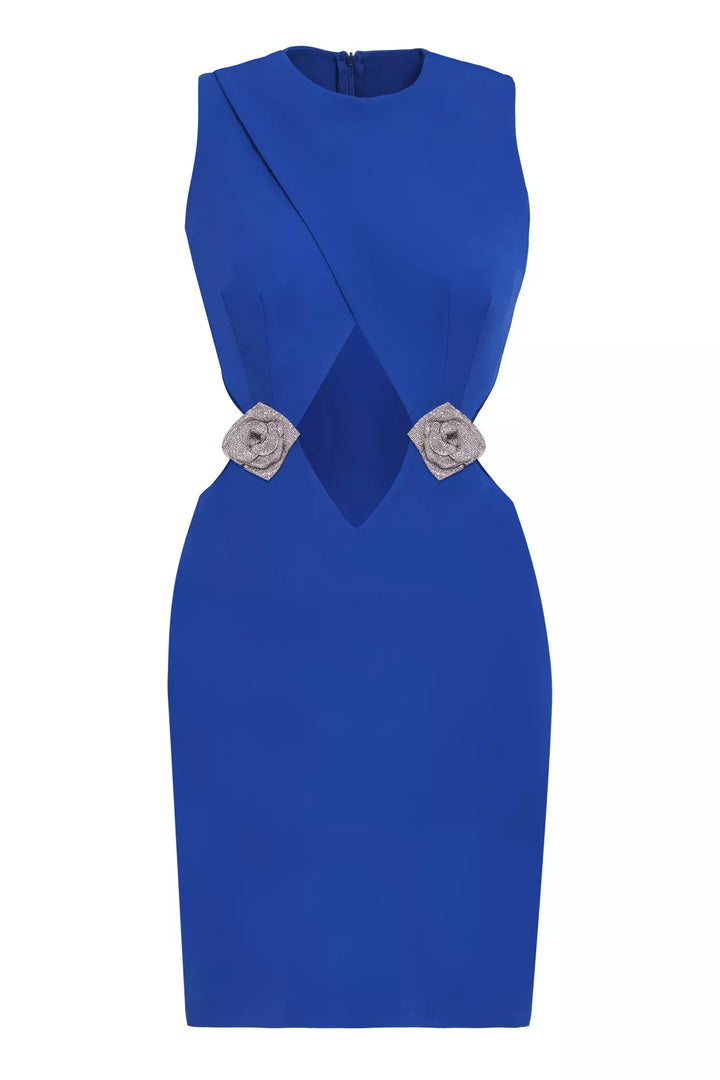 FRV Blue crepe sleeveless mini dress - Lombard