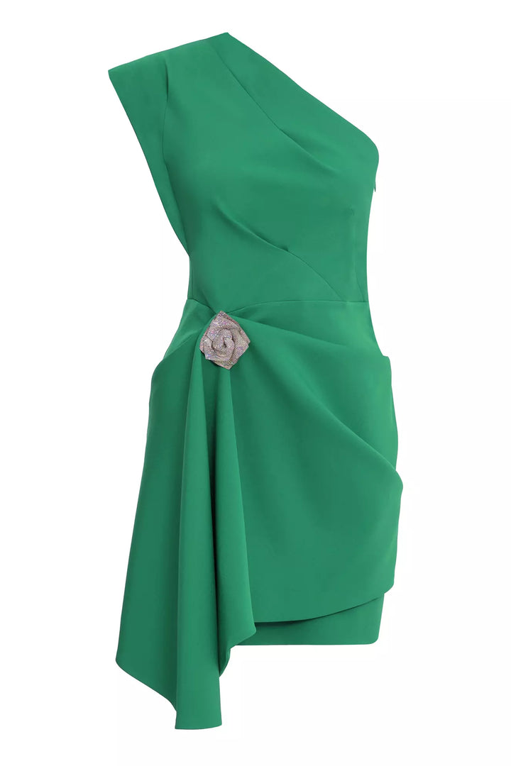 FRV Green crepe single sleeve mini dress - Syracuse