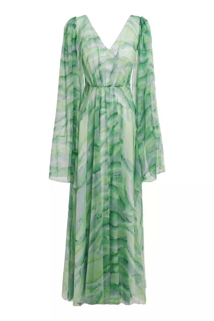 FRV Printed chiffon long sleeve long dress - Igualada