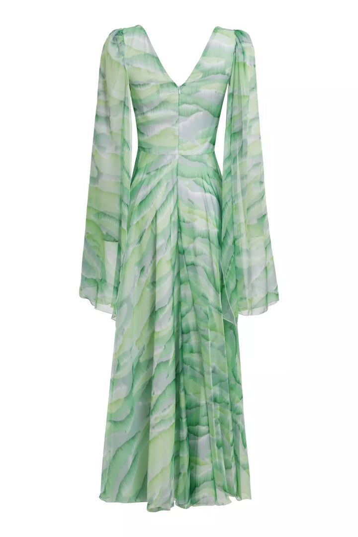 FRV Printed chiffon long sleeve long dress - Igualada