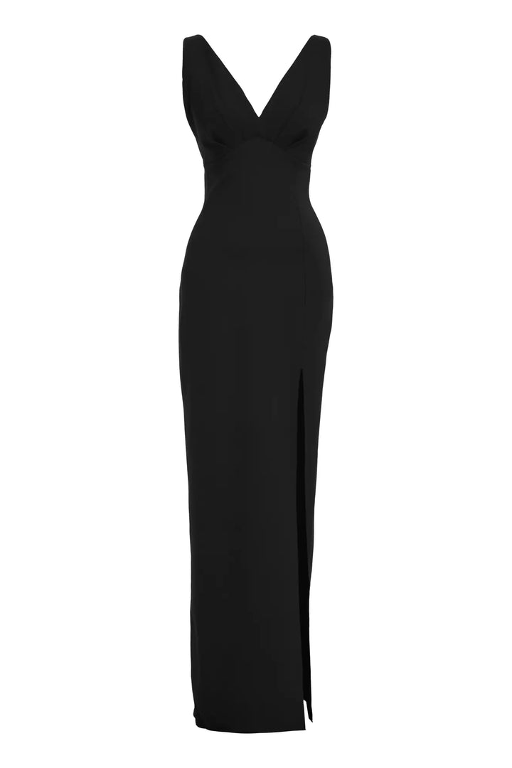 FRV Black crepe sleeveless long dress - Hamburg