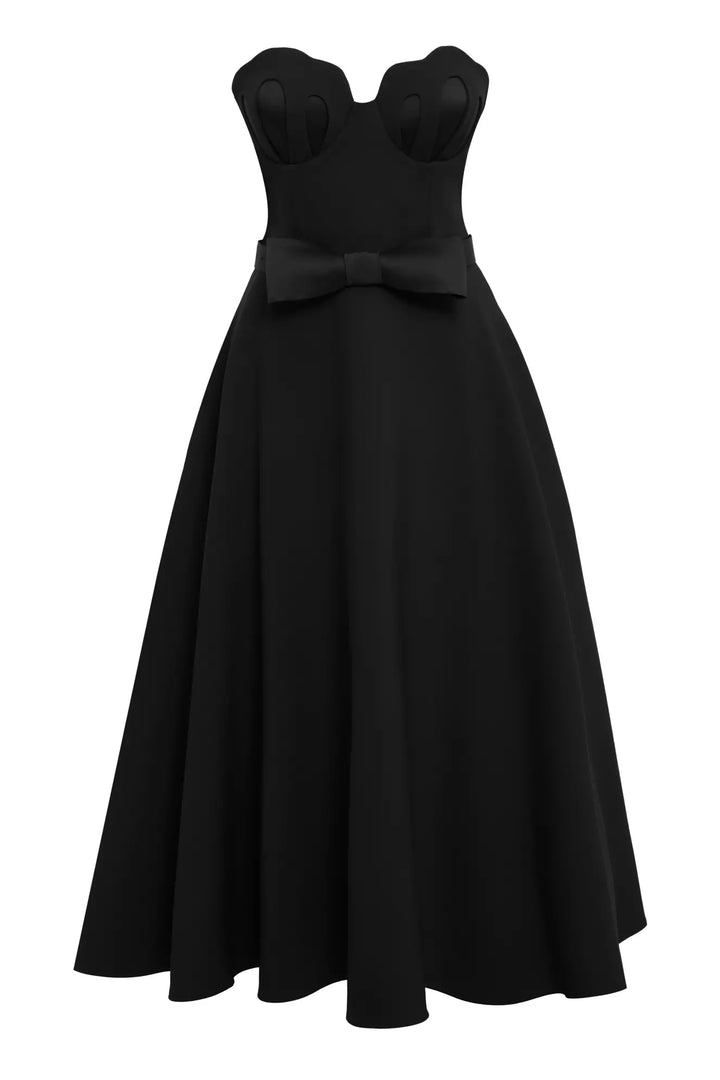 FRV Black crepe sleeveless long dress - La Orotava