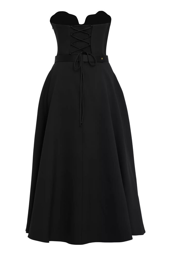 FRV Black crepe sleeveless long dress - La Orotava