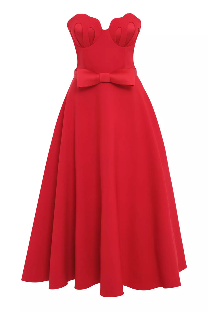 FRV Red crepe sleeveless long dress - Diamond Bar