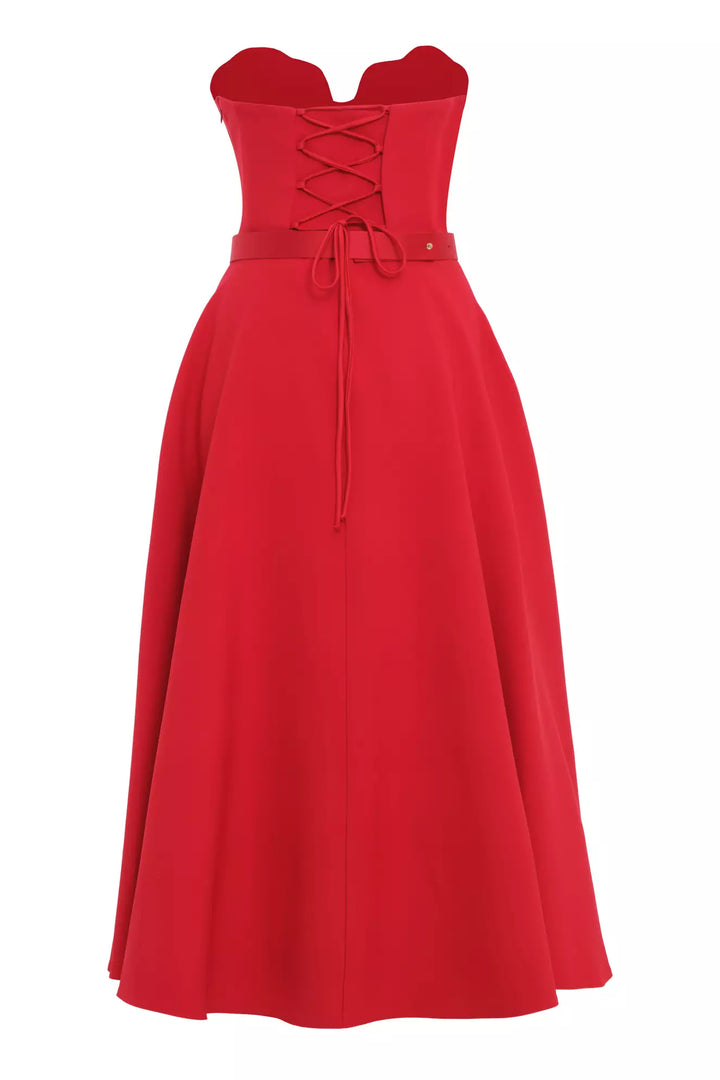 FRV Red crepe sleeveless long dress - Diamond Bar