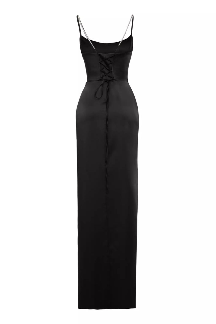 FRV Black satin sleeveless long dress - Avilés