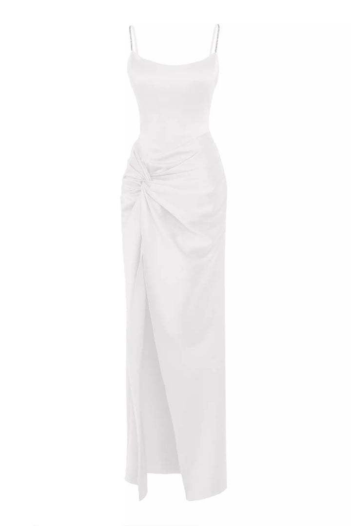 FRV White satin sleeveless long dress - Washington