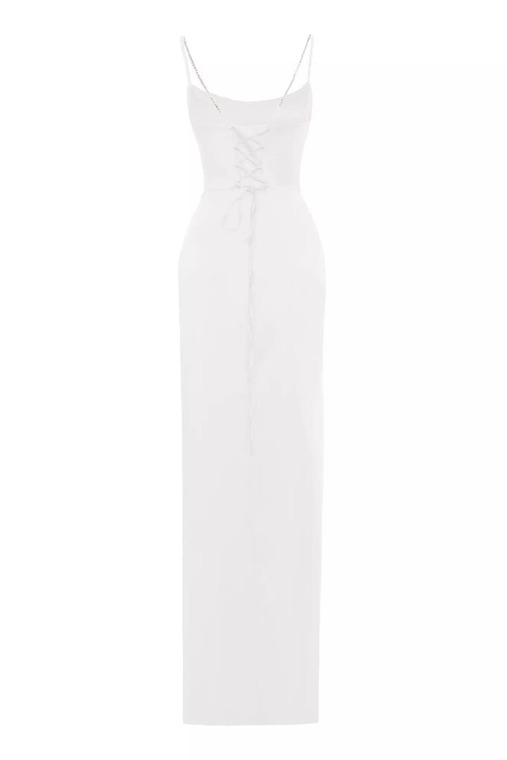 FRV White satin sleeveless long dress - Washington