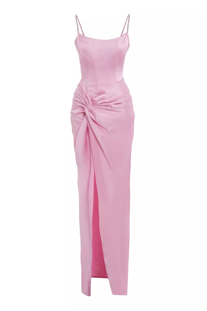 FRV Pink satin sleeveless long dress - Baytown