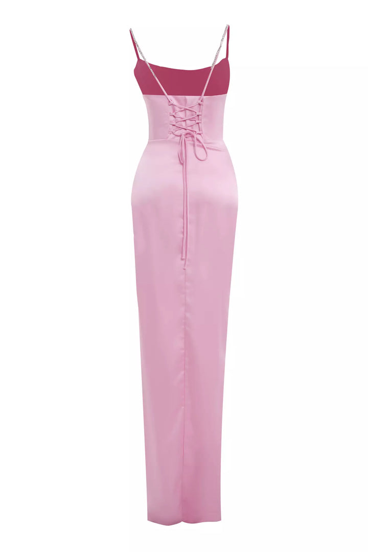 FRV Pink satin sleeveless long dress - Baytown