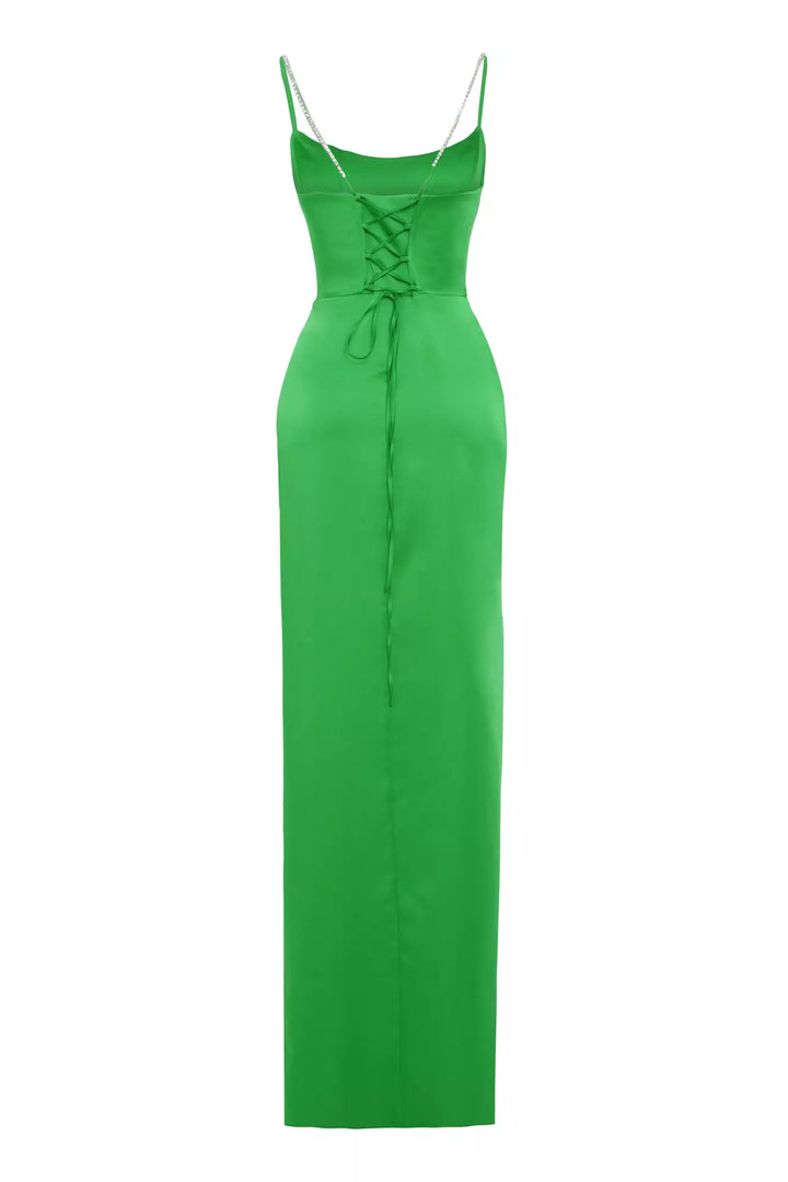 FRV Green satin sleeveless long dress - Bangor