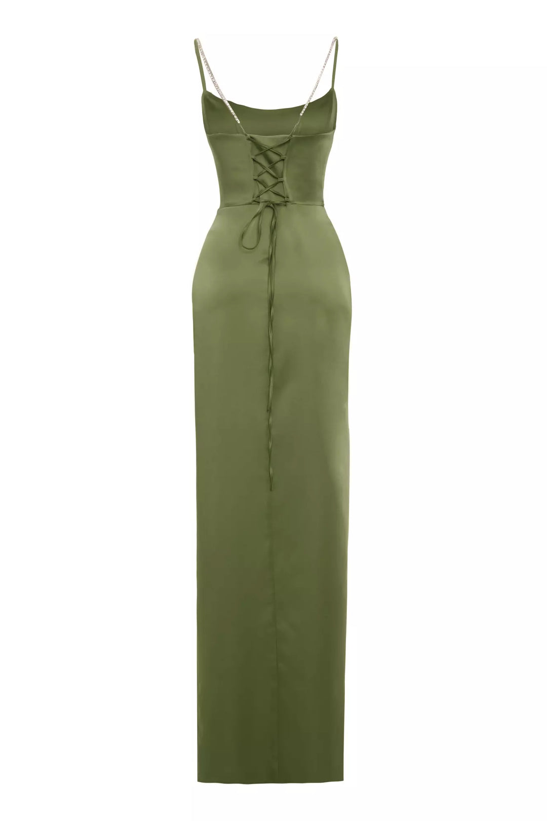 FRV Khaki satin sleeveless long dress - Cork