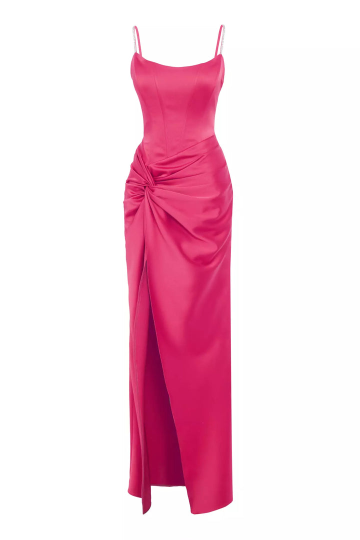 FRV Fuchsia satin sleeveless long dress - Kherson