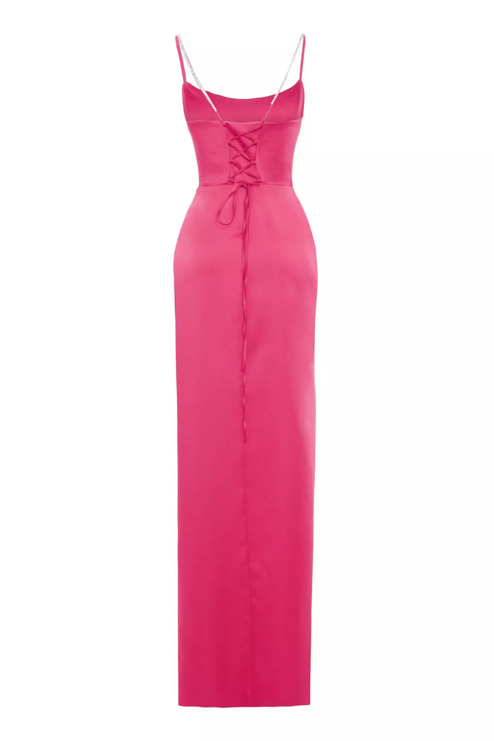 FRV Fuchsia satin sleeveless long dress - Kherson
