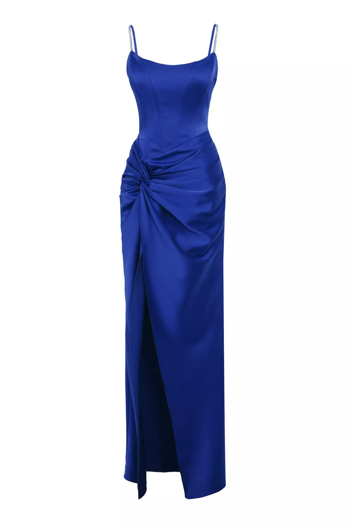 FRV Blue satin sleeveless long dress - Craiova