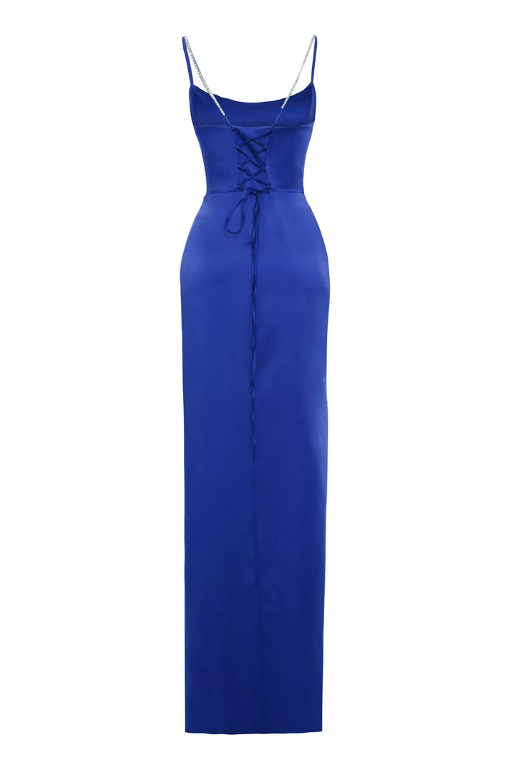 FRV Blue satin sleeveless long dress - Craiova