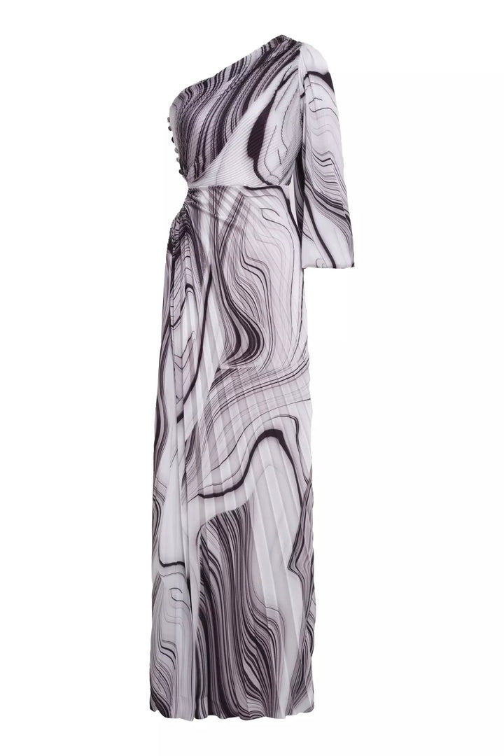 FRV Printed satin single sleeve long dress - Lisbon