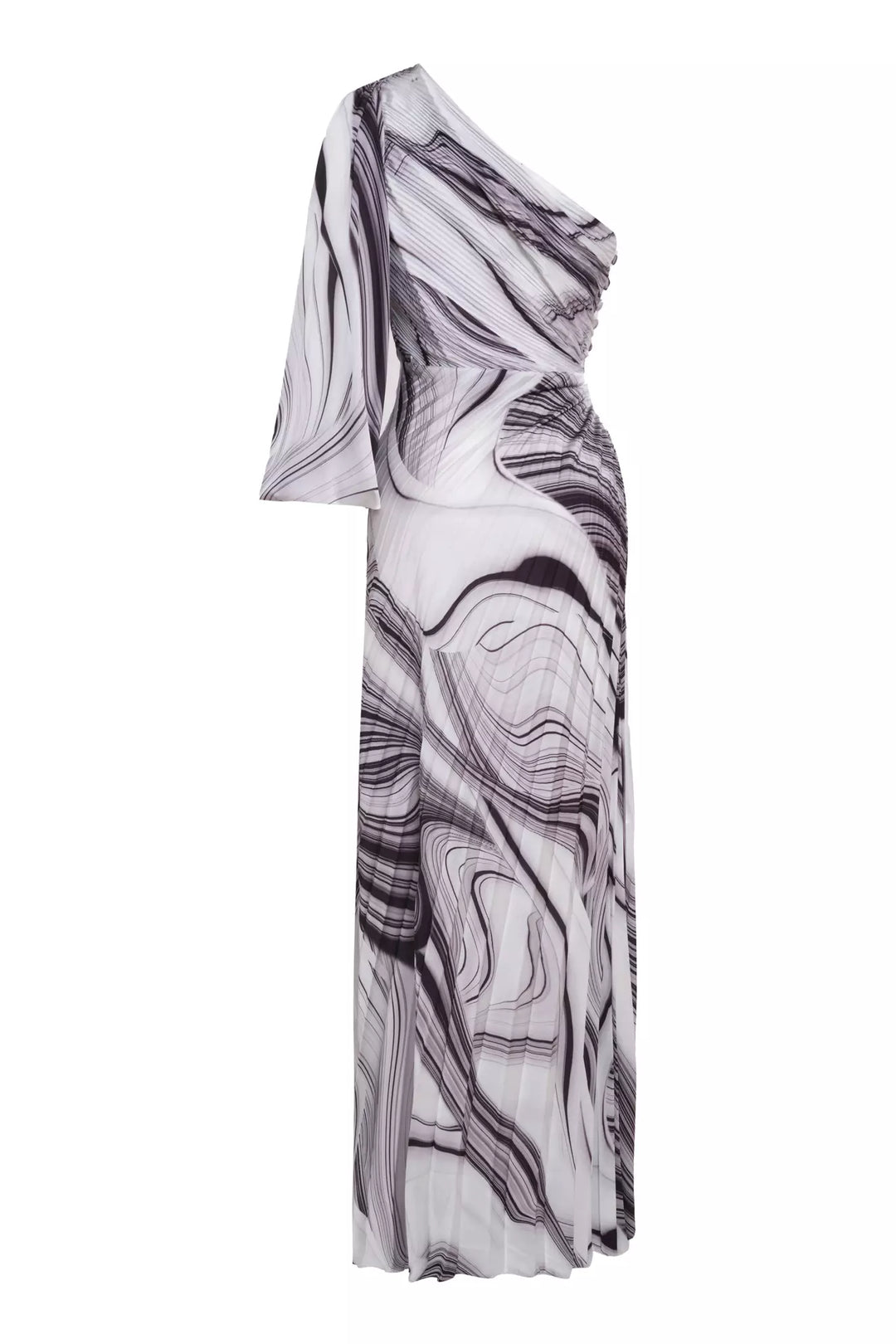 FRV Printed satin single sleeve long dress - Lisbon