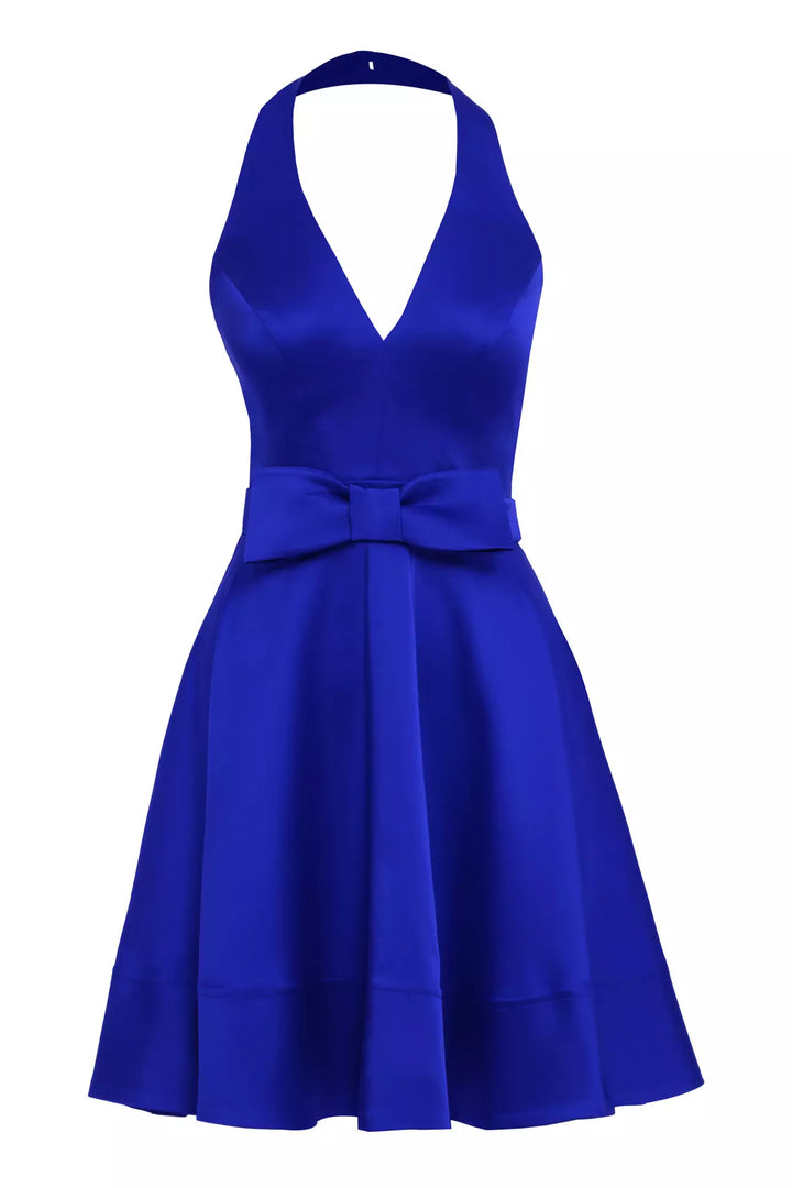FRV Blue satin sleeveless mini dress - Kalamazoo
