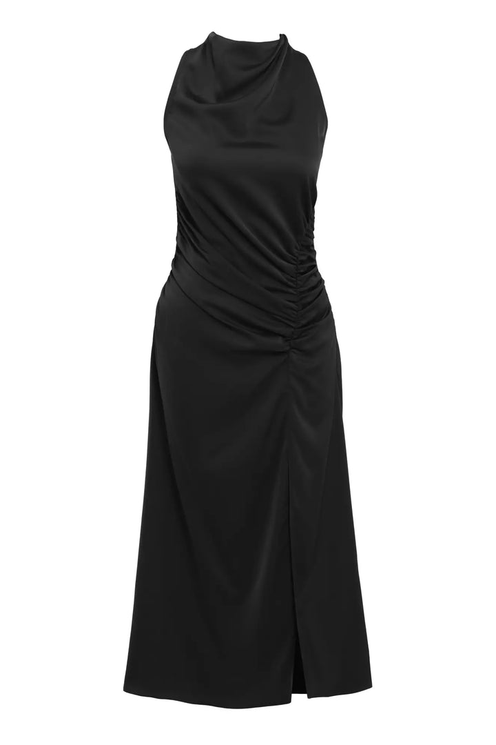 FRV Black satin sleeveless midi dress - Cape Breton