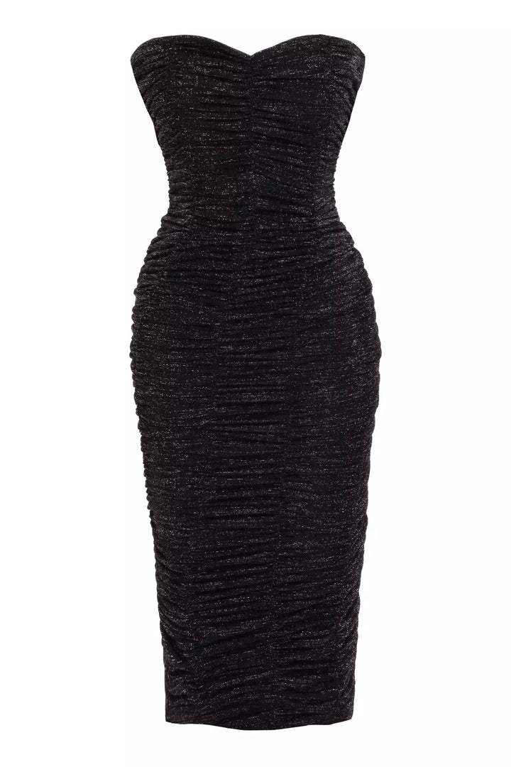 FRV Black silver knitted sleeveless midi dress - Calimera