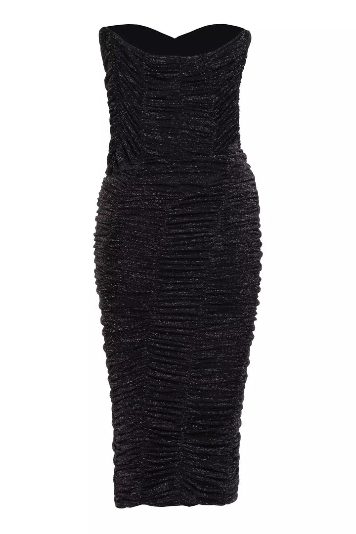FRV Black silver knitted sleeveless midi dress - Calimera