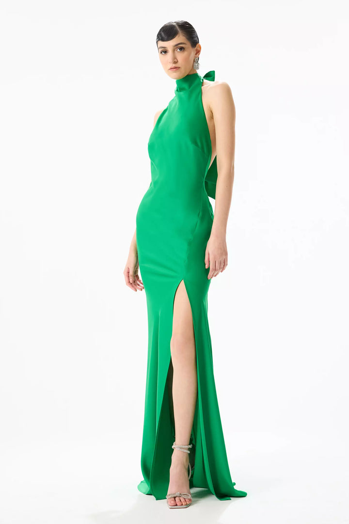 FRV Green satin sleeveless long dress - Richmond