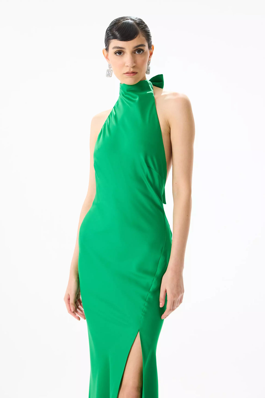 FRV Green satin sleeveless long dress - Richmond
