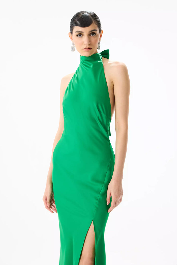 FRV Green satin sleeveless long dress - Richmond