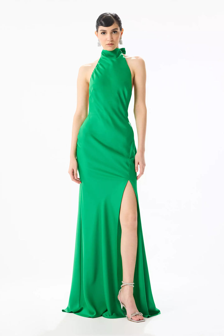 FRV Green satin sleeveless long dress - Richmond