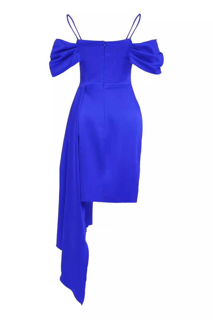FRV Blue satin sleeveless mini dress - Pedro Celestino Negrete