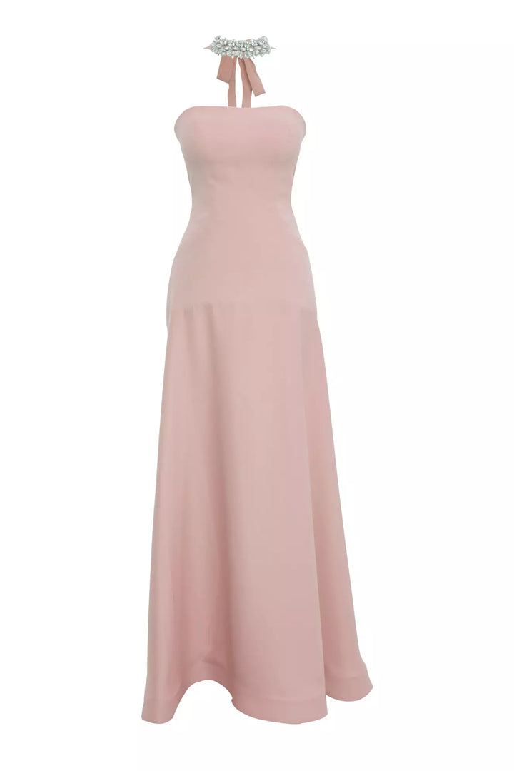 FRV Light pink crepe sleeveless long dress - Florence-Graham