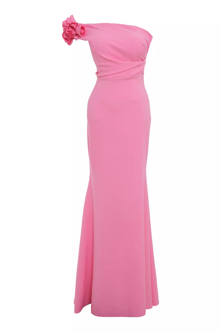 FRV Pink crepe single sleeve long dress - Glendale