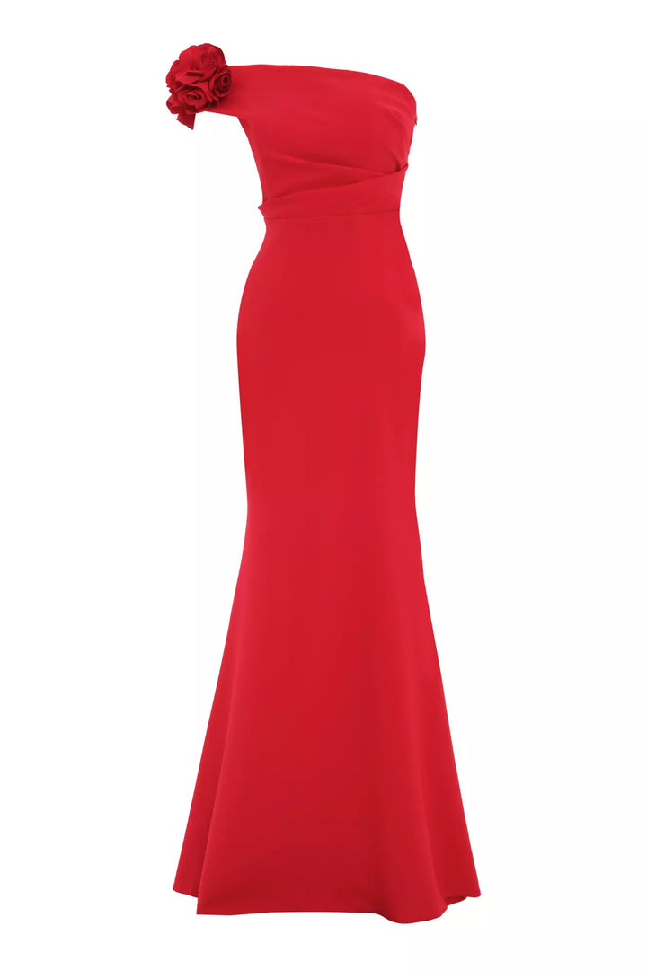 FRV Red crepe single sleeve long dress - Dinslaken