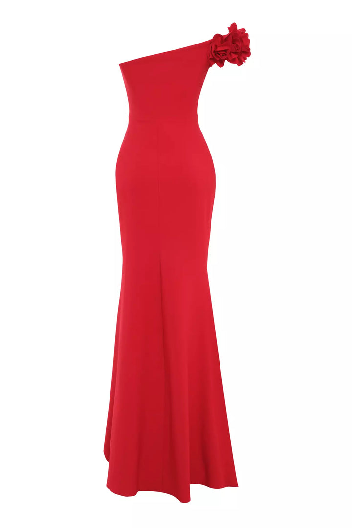 FRV Red crepe single sleeve long dress - Dinslaken