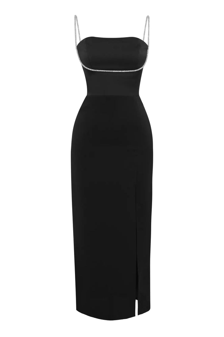 FRV Black crepe sleeveless midi dress - Salinas Victoria