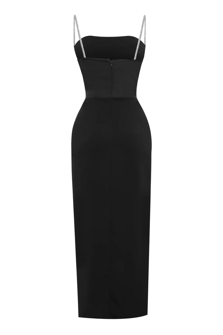FRV Black crepe sleeveless midi dress - Salinas Victoria
