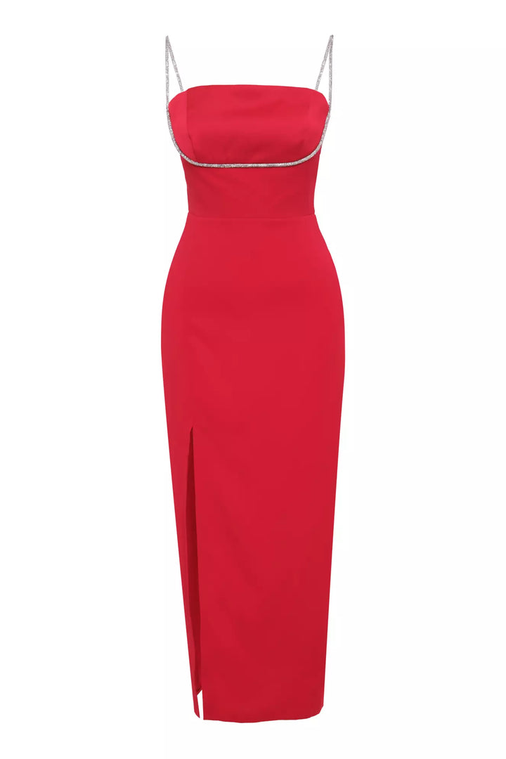 FRV Red crepe sleeveless midi dress - Homburg