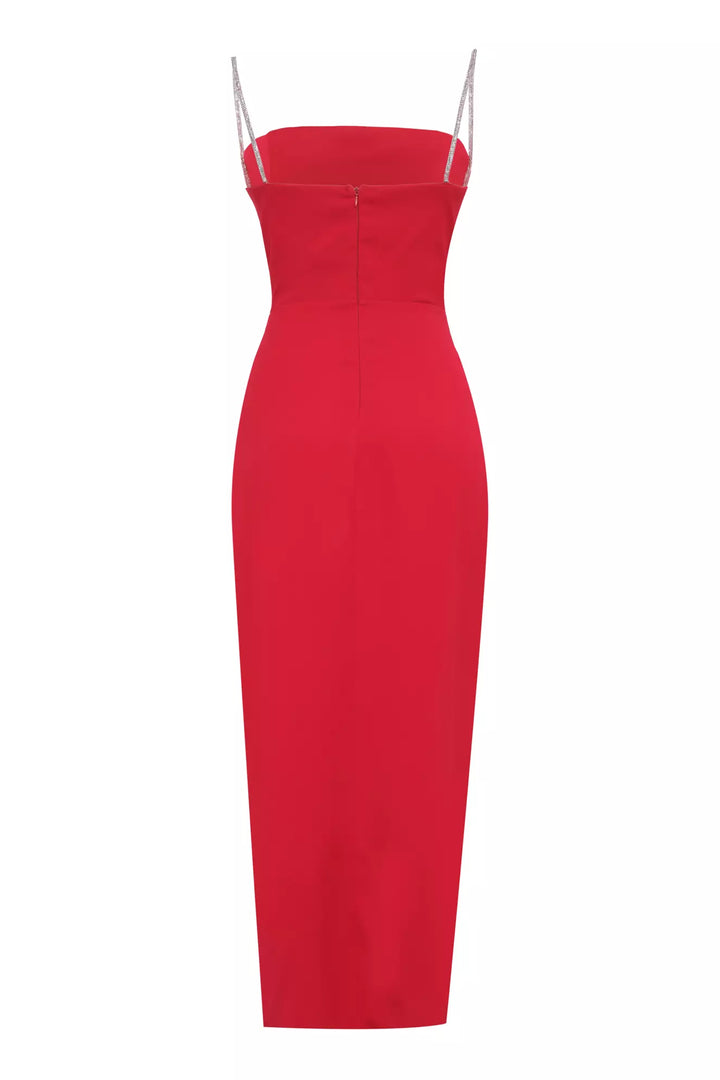FRV Red crepe sleeveless midi dress - Homburg