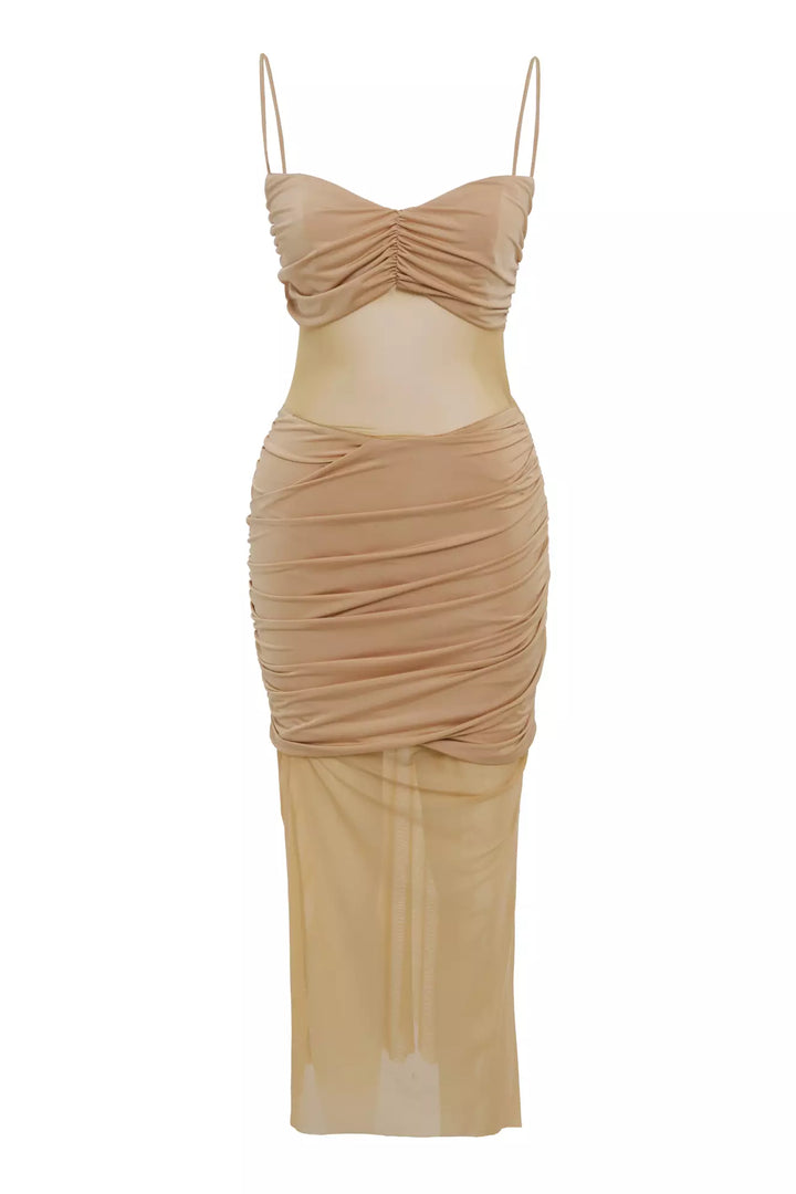 FRV Gold knitted sleeveless midi dress - Orizaba