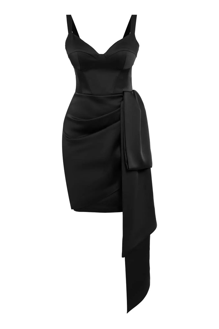 FRV Black satin sleeveless mini dress - Houma