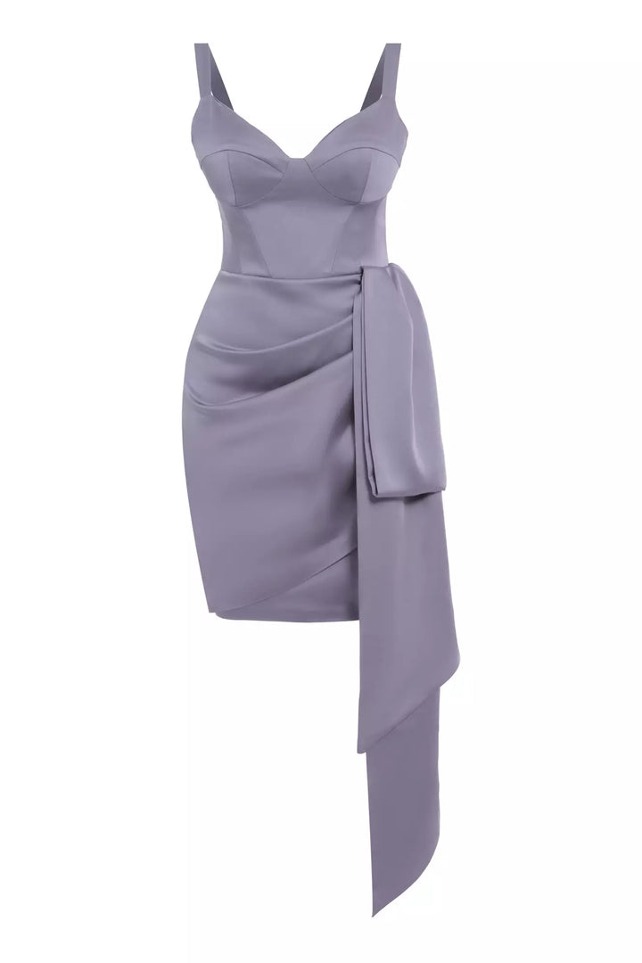 FRV Gray satin sleeveless mini dress - Heroica Caborca