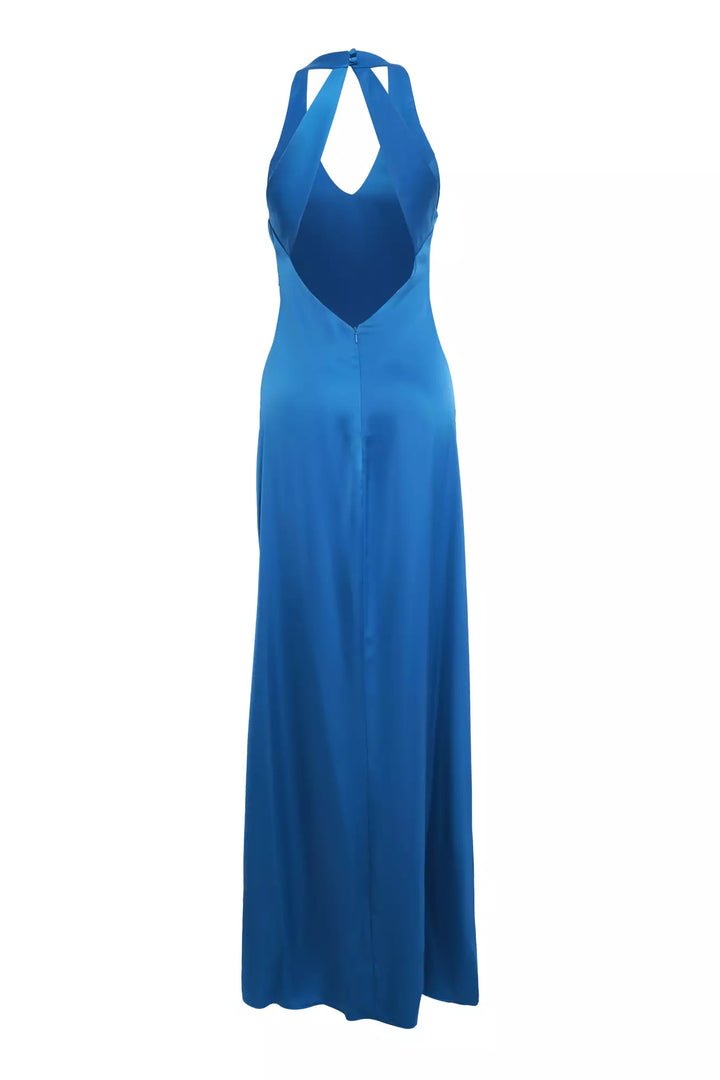 FRV Blue satin sleeveless long dress - Temascalcingo