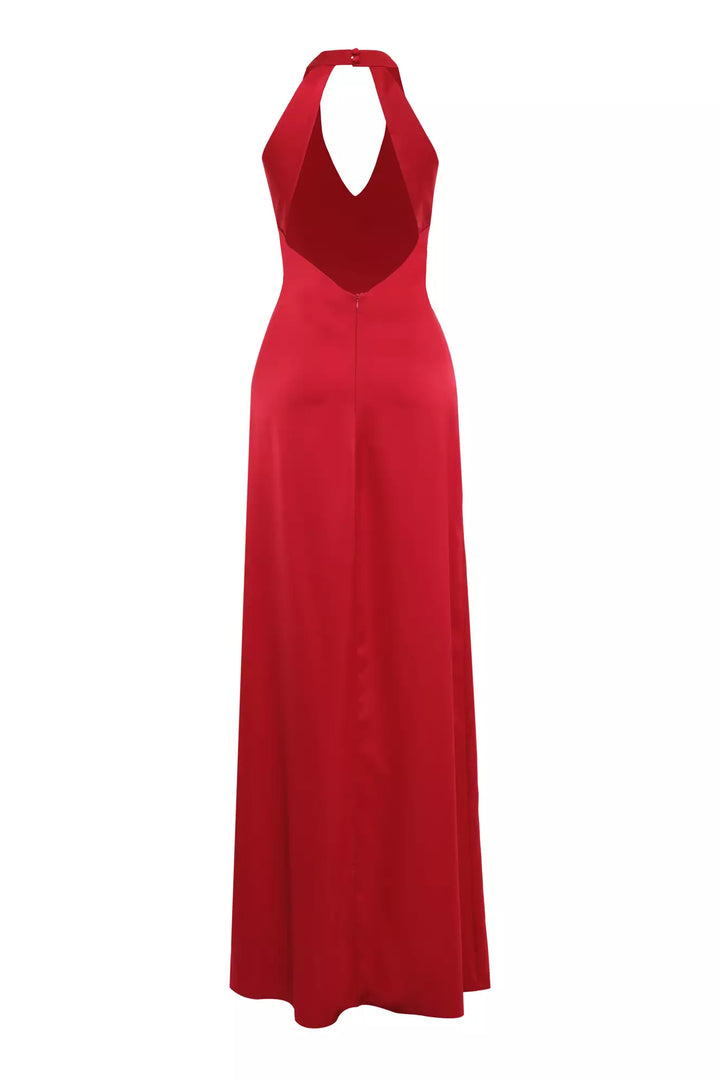 FRV Red satin sleeveless long dress - Durham