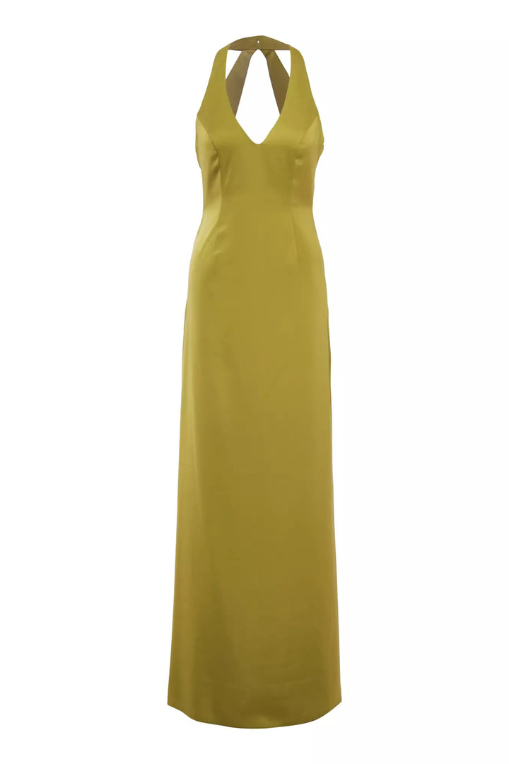 FRV Peanut green satin sleeveless long dress - Brighton