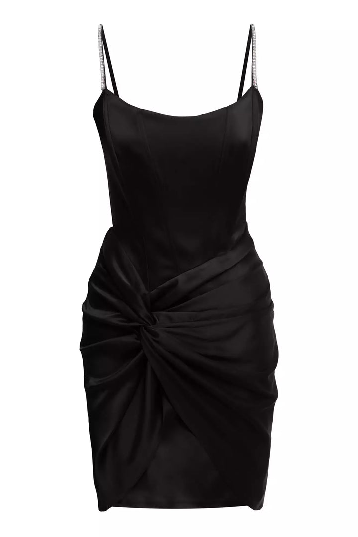 FRV Black satin sleeveless mini dress - Mackay